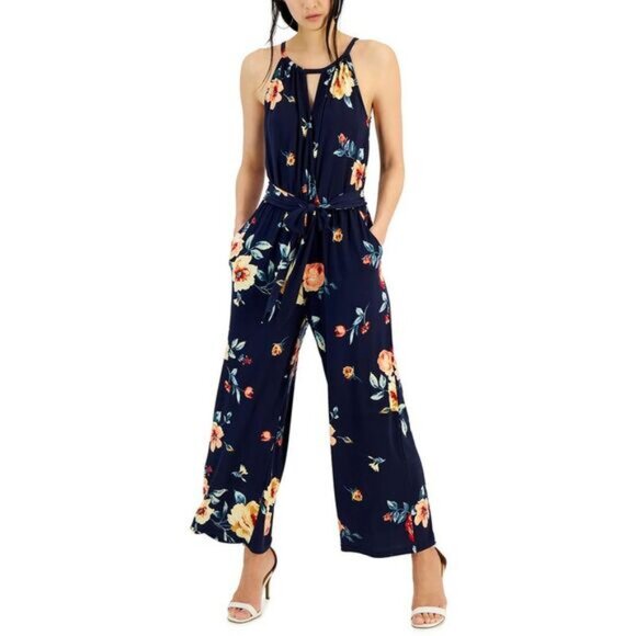 NWT Studio by JPR‎ Women's Navy Printed Sleeveless Wide Leg Jumpsuit Size XL - Picture 1 of 17